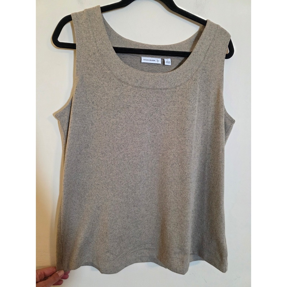 Susan Graver Womens Heathered Tan Scoop Neck Tank Top A260247 Size L